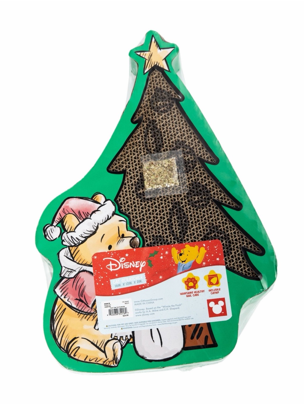 Disney Winnie the Pooh Holiday Tree Cat Scratcher - Green, Brown, Yellow